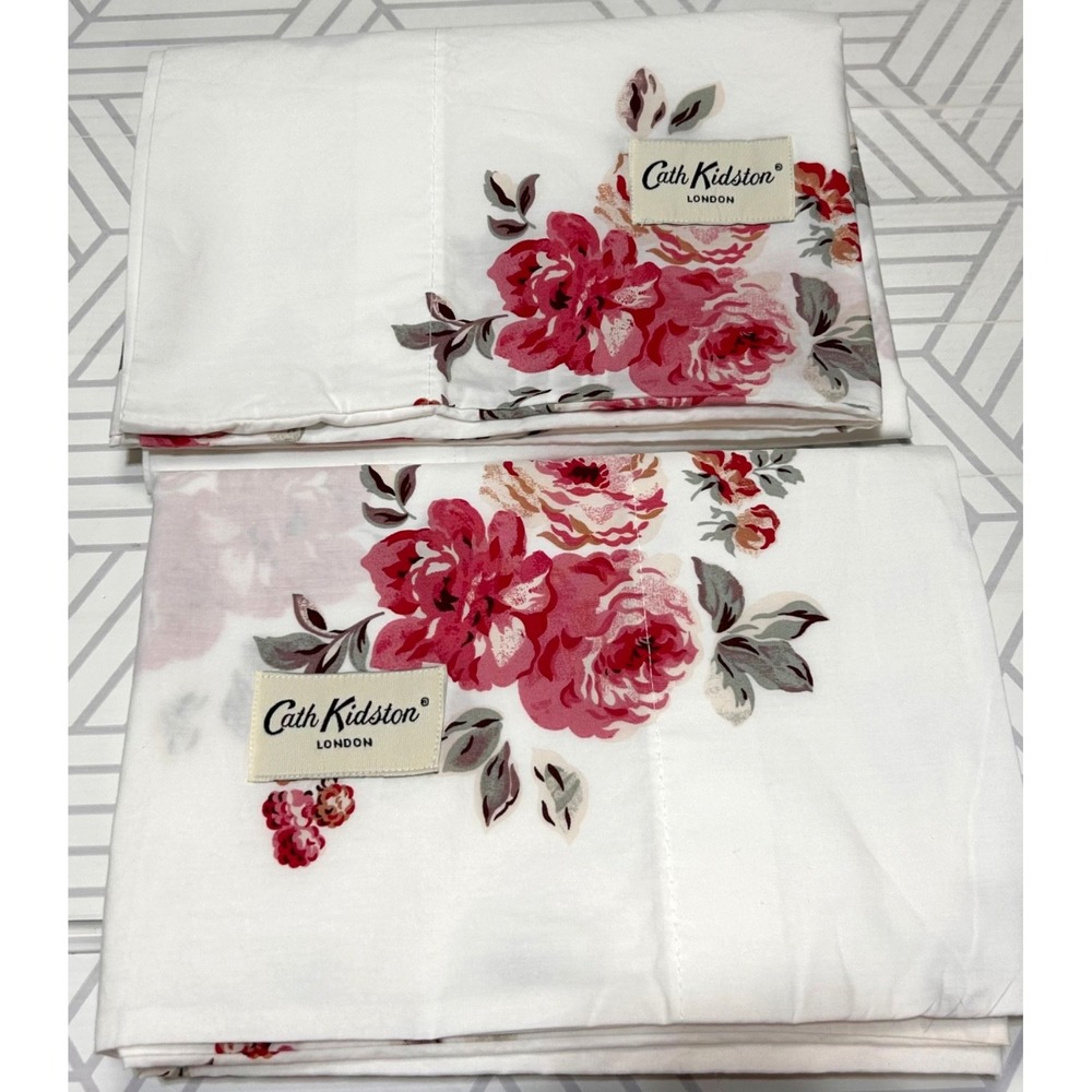 New 2 Cath Kidston London Cotton Cottage Chic Rose Floral King Pillowcases 41X21